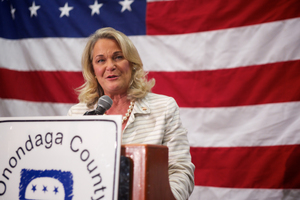 Ann Marie Buerkle, incumbent Republican representative for the 25th Congressional district, speaks to supporters at Republican Headquarters on Tuesday.