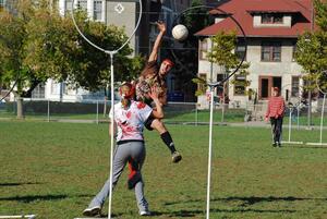 The SU Quidditch team plays near the Women's Building. You can test your Quidditch skills this weekend in Ithaca, New York.