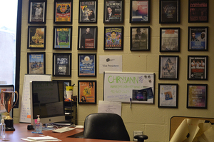 The University Union office proudly displays posters of its past events on the wall, commemorating acts of ages past that delighted students.