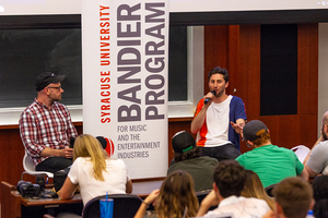 Bill Werde, director of the Bandier Program and a Billboard alum, spoke with Matt Medved in Lender Auditorium on Wednesday evening.