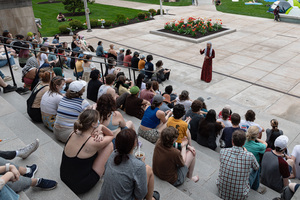 Yaffa, a Muslim-Palestinian writer, spoke about the importance of the encampment and showing up for all humans impacted by “genocide.” They emphasized the importance of caring for fellow community members and said it is “integral” to create freedom and peace.