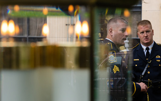 Candles were lit during the 17 minutes of silence ceremony in memory of the victims of the terrorist attack on the World Trade Center in September, 2001. 